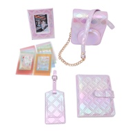[topk1] Protective Case Square Plaid Embroidery Thread PU Leather Bag with Photo Album Frame Boardin