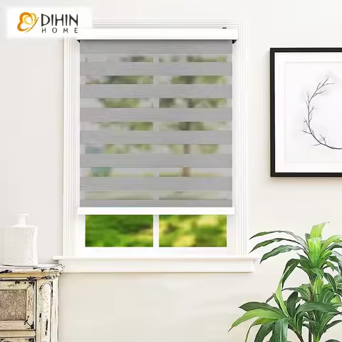 New Arrival Modern Cordless Zebra Blind Free-Stop Light Filtering Zebra Roller Shades Dual Layer Rol