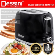 Dessini 850W Electric Toaster – Pemanggang Roti 2 Slot, 7 Tahap, Reheat & Defrost