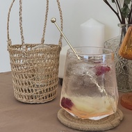Ins Creative Glass Cup Simple Juice Drink Cup Household Transparent Water Cup Coffee Cup Cold Drink 