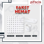 GANTUNGAN PIFACIA DIY Pegboard Set Wall Organizer Wall Mounted Hanger Hole Board Decorative Shelf