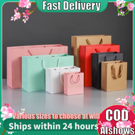 【Fast Delivery】 Paper Bag Plain Rope Handle Hand bag Gift Bag Paperbag with Craft Package Paper Gift Box Jewelry Birthday Decoration Event