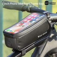 [GW]Bike Frame Bag High Capacity Waterproof Shock Absorbing Touch Screen Anti-drop 7 Inch Phone Bike Front Frame Bag Outdoor Cycling