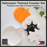 Halloween Coasters – Pumpkin Case + 4 Designs (Pumpkin, Skull, Web, Ghost) | SleekLab3D