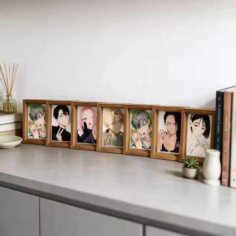 1PCS Wooden Anime Character Photo Frame INS Style Desktop Decora Photo Frame Home Decora Anime Enthu