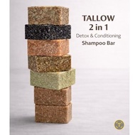 Tallow Ayurvedic Rosemary 2 in 1 Detox & nourishing Shampoo Bar with Hyrolyzed oat protien for , dry