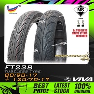 TAYAR KOMBO VIVA TUBELESS TYRE FT238 80/90-17 + 120/70-17 FOR RS150 RSX Y15ZR Y16ZR VF3I RFS150I RS1