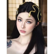 Mysterious Ancient Greece Golden Snake Show Disc Twisted Long Snake Hair Accessories Headband Headdr