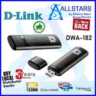 DLink / D-Link DWA-182 / DWA182 Wireless-AC1300 MU-MIMO Wi-Fi USB Adapter / USB3.0 / Dual Band (Loca