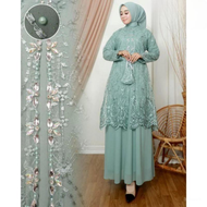 Gamis Brokat Tile Mewah Yasmin Dres Ceruty Babydoll Mix Brukat Aplikasi Payet Dress Kondangan Jumbo 