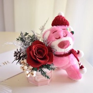 草莓熊抱哥 乾燥花 新年禮物 交換禮物 聖誕禮物 玫瑰 抱抱熊