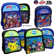 Superhero Bag School Backpack Beg Sekolah Neon Beg Budak Kid Bag Boy Ultraman CAR Spiderman Poli Sup