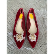 Velvet flat shoes sz38-39. 2hand