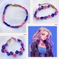 Pride Colors Purple Pink Blue Floral Beaded Bracelet | Inspired by Bisexual Flag | Pride Month