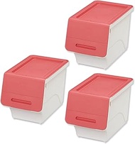 SANKA fr-S30P/WH-3 Storage Box, Flocks, Slim, 30, Pink, Set of 3, (W x D x H): 11.2 x 18.1 x 12.2 in