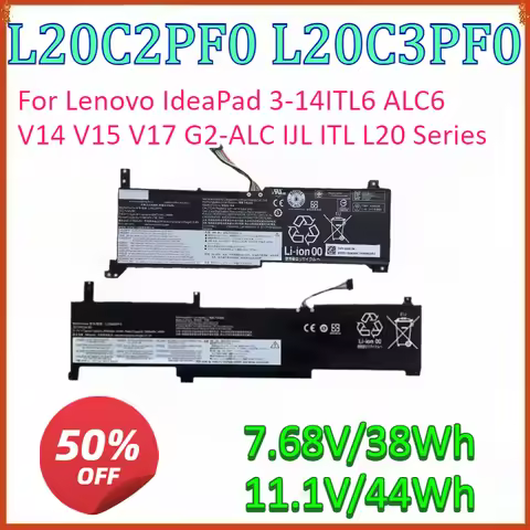 L20C2PF0 7.68V 38Wh L20C3PF0 11.1V 44Wh Laptop Battery For Lenovo IdeaPad 3-14ITL6 ALC6 V14 V15 V17 