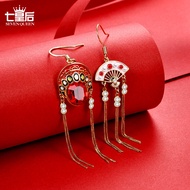 2025 Facebook Earrings New Year Chinese New Year Huadan Chinese Style New Style Trendy Asymmetrical 