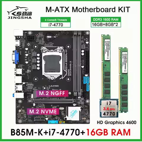 B85 M-ATX Motherboard processor and memory kit core i7 4770 CPU 16GB ddr3 PC RAM placa mae lga 1150 