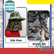 Topi Askar Anti UV Topi Kerja Hadang Panas Penutup Muka Army Hat Full Face Hat Hiking Hat Topi Panci
