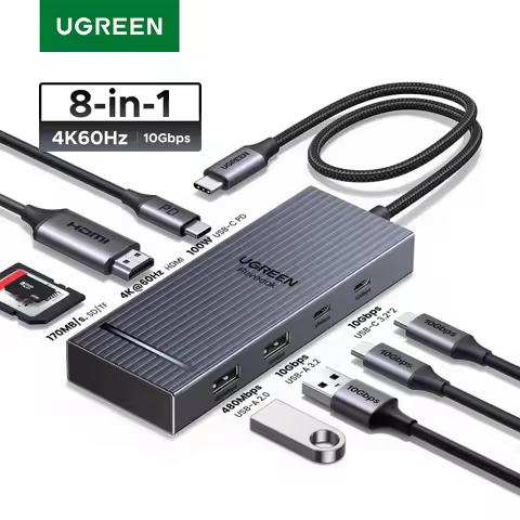 UGREEN USB HUB 8-in-1 Type-C to 4K60Hz HDMI USB-A&C 3.2 Gen 2 10Gbps PD100W SD/TF for MacBook Pro/Ai