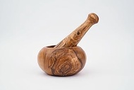 Handcrafted Olive Wood Mortar and Pestle Set for Grinding Herbs and Spices