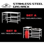 HOMEBY【Double】Stainless Steel Kitchen Stove Rack / Gas Rack / Cooking Table/ Multipurpose Rack/ Rak Dapur/ Rak Memasak