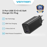 Vention 3-port USB(C+C+a) GaN Charger(65W/30W/30W) EU *
