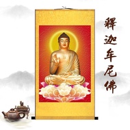 Sakyamani Buddha Scroll Portrait Silk Painting Buddha Hall Hanging Painting Amitabha Buddha Portrait Buddha Statue Decor