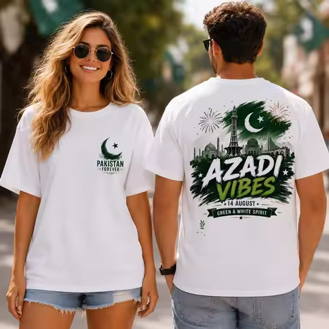 14th August Pakistan Independence Day Graphic T-shirt 2026 Summer New Men Women Sports Cotton Oversi