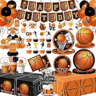 Basketball Party Decorations, 211Pcs Basketball Birthday Party Supplies Includes Plates,Napkins,Cups