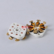 Ceramic Flat Plate 8-Pin Tube Holder Gold-Plated Socket TUC8-NS-G Suitable for KT88/6550 Tube, etc.