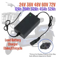 EBIKE BATTERY CHARGER 24V 36V 48V 60V 72V 12AH 20AH 32AH 45AH 52AH 48V12AH ELECTRIC E-SCOOTER LEAD B