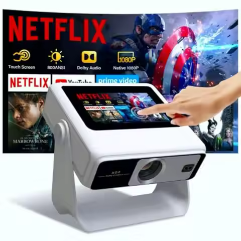 4K Support Portable Outdoor Smart Projector with WiFi and Bluetooth Touchscreen Auto Focus Touch Con