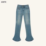 SMFK | กางเกงยีนส์สตรีสีดำเอวสูงยืดหยุ่นทรงสลิมฟิต