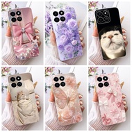 For Honor X7C ALT-LX2 New Elegant Floral Cat Painting Casing HonorX7c X 7C 4G Soft Silicone TPU Phon
