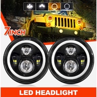 7" Round LED Headlight Lamp DRL Beam High Low Driving Headlamp Mitsubishi Pajero L049 Land Cruiser B