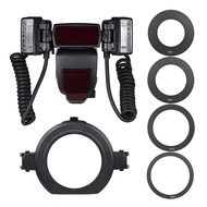 Macro Flash Speedlight 5600K with 2pcs Heads and 4pcs Adapter Rings for 1Dx 5D3 6D 7D 70D 80D Camera