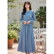 ZETERINDO - ZFS LONG-SLEEVED ASOKA SKIRT Set, LATEST KOREAN LOOK SKIRT Set, JUMBO SIZE Tulipa Denim 