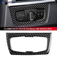NOBELJIAOO Carbon Fiber Auto Headlight Switch Frame Interior Cover Trim Accessories For BMW F30 F31 