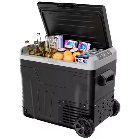 SIMZLIFE 12V Car Refrigerator, 52QT(49L) Portable Freezer 12V/24V DC 110-240V AC,Electric Cooler wit