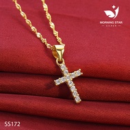 Morning Star Silver SS172 92.5 Italy Silver Cross Ladies Necklace and Pendant  Gold New Product 2022