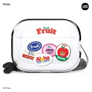 elago l LINE Friends Fruit Shop Clear Case Compatible with AirPods Pro 2, Durable Full Body Protecti