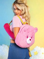 SHEIN X Care Bears 粉色毛絨泰迪熊設計背包