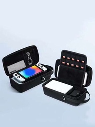 1入組黑色尼龍大容量便攜式遊戲機收納袋與主機配件硬殼攜帶盒,適用於switch