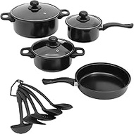 Cabilock Pots and Pans Set 7 Pieces Cast Iron Nonstick Cookware and Cooking Utensils Kit for Kitchen Outdoor Camping