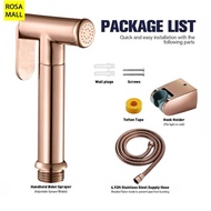 Bathroom Rose Gold Bidet Sprayer Toilet Faucet Black Brass Handhold Wall Mount Cold Water with Hose 