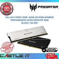 Predator PALLAS II DDR5 32GB / 64GB (2x16GB) 6000MHZ BLACK SILVER Performance acer Desktop Ram
