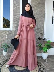 Homey Dress Daily Kayla Rayon Premium | Gamis Rayon susun | Dress Rayon Polos Serut Depan | Dress Da