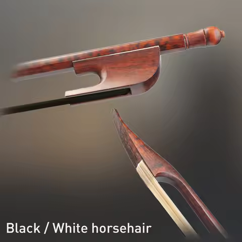 NAOMI Advanced German Baroque Bow Snakewood Round Stick Mongolian Black/ White Horsehair Well Balanc