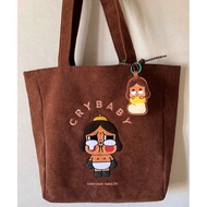 100%Original POP MART Crybaby Crying Again哭娃灯芯绒单肩包